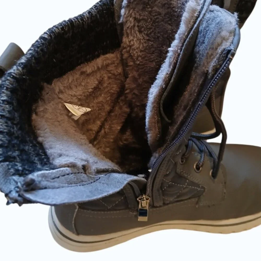 POLAR Lace-Up Faux Fur Mid-Calf Winter Boots